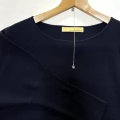 ガリャルダガランテ Uネック ラウンドネック　長袖 ニット セーター ネイビー