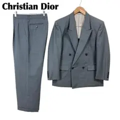 ディオール セットアップ ダブル Diorメタルボタン ブルー 80s Christian Dior MONSIEUR USA製 ダブル 金ボタン テーラード