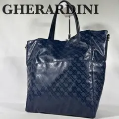 美品 ゲラルディーニ トートバッグ ショルダーバッグ 肩掛け ソフティ ネイビー