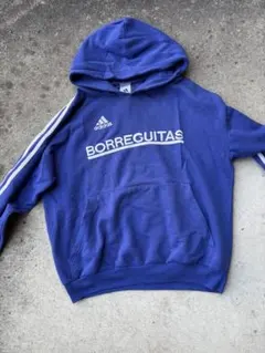 90s adidas パーカー　ブルー　万国旗タグ