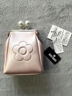 MARY QUANTピンク がま口ポーチ　エンボスデイジーパール