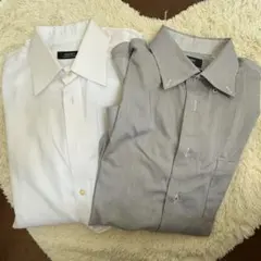 長袖ワイシャツ グレー ホワイト 2枚セット