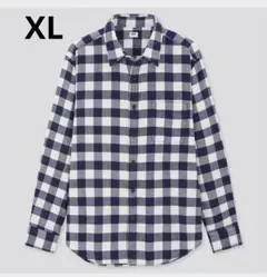 UNIQLO ユニクロ フランネルチェックシャツ レギュラーカラー 長袖 青