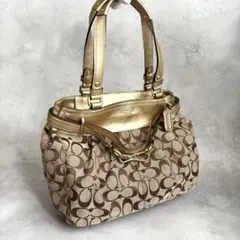 極美品 coach y2k gold hand bag signature