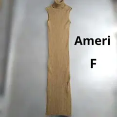 Ameri　アメリヴィンテージ　タートルネックリブニットロングタイトワンピース