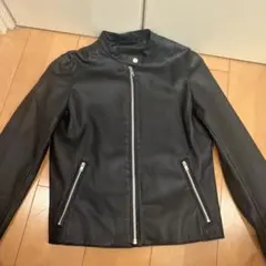 フェイクレザー ライダースジャケット ブラック