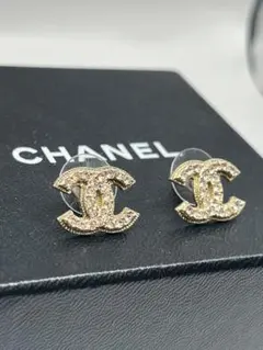 【美品】CHANEL シャネル ココマーク ラインストーンCCロゴピアス 08C