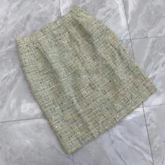 ツイード スカート ミックスカラー タイト ひざ丈 ラメ 9AR