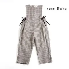 714y*美品 ネストローブ nest Robe 撚り杢チェックオーバーオールのサムネイル