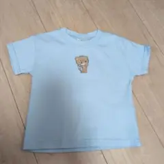 水色クマ刺繍Tシャツ