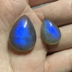 【極美ブルーシラー】天然ラブラドライト ルース 2個セット / ドロップ型