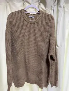 ZARA クルーネック ニット セーター ブラウン Lのサムネイル