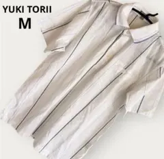 YUKI TORII メンズ ポロシャツ ゴルフウエア M ストライプ ホワイトのサムネイル