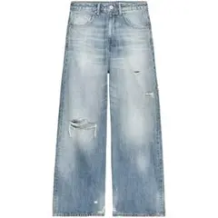 新品未使用　ZARA ダメージ加工ミッドライズバギーデニムパンツのサムネイル