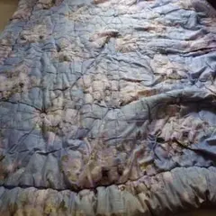 花柄掛け布団 青色＆カバー付き　ダブルサイズ