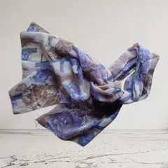 花柄シフォン スカーフ ベージュ