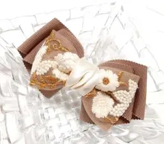 大人可愛いリボンシュシュヘアゴム✩インド刺繍リボン✩P589