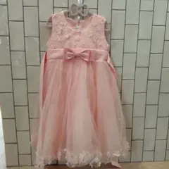 フォーマルドレス　子供用　ピンク フラワーレース 　130