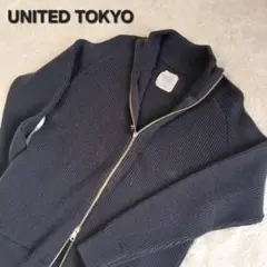 美品★UNITED TOKYO ドライバーズニット ジップアップ ブラック