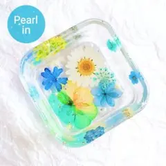 NO.286固まるハーバリウム食品接触OK●お花のスクエアトレイ/四角い小物入れのサムネイル