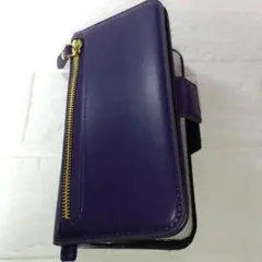 手帳型スマホケース パープル 無地 シンプル iphone15ケース