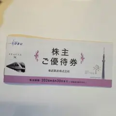 東武鉄道 株主優待券 2026年6月30日まで