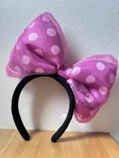 ミニーマウス ピンク水玉リボンカチューシャ