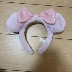 ミニーちゃん　カチューシャ ピンク　フリース✕スパンコール　ディズニー　TDR