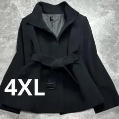 5L♡カシミヤアンゴラ　インディヴィ　スタンドカラーコート　ベルト　黒