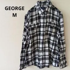 USA古着 GEORGE ネルシャツ ブラックホワイトチェック M