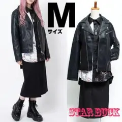 Mサイズ レザー ダブルライダースジャケット PU メンズ レディース ブラック