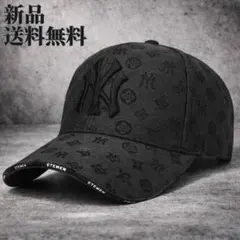激レア物✦新品 総柄ロゴベースボールキャップ 帽子 ブラック NYストリート