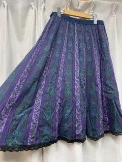 下北沢古着vintage USA製フレアスカート 花柄ゆったりウエストゴム