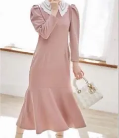 トッコクローゼット★ 襟付きマーメイドラインニットソーワンピース