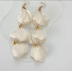 フラワー シフォン 花 ブライダル 結婚式 ハンドメイド ピアス イヤリング