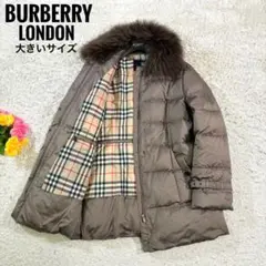 美品　バーバリーロンドン　ノバチェック　タヌキファー　大きいサイズ　ダウンコート