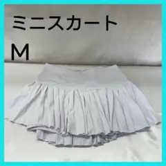 ミニスカート パンツ一体型 プリーツ ホワイト M