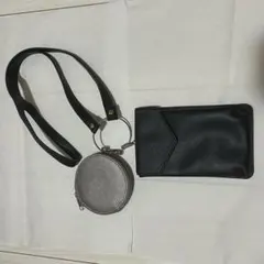 黒いスマホショルダーバッグ コインケース付き