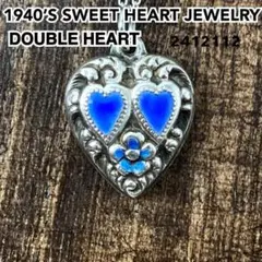 スウィートハートジュエリーダブルハート シルバーヴィンテージネックレスNAVY1