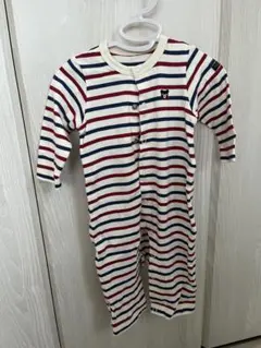 ミキハウス ボーダー 長袖 ロンパース カバーオール