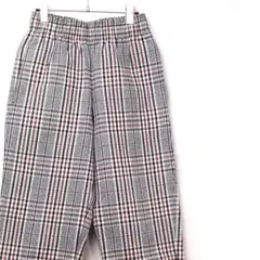 GU ジーユー コットン チェック柄 イージーパンツ ホワイト S dnm565