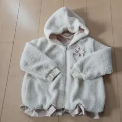 アイボリー ボア フード付きジャケット