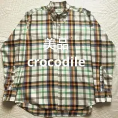 【値下げ】 美品試着のみ　クロコダイル　チェック柄　 長袖シャツ　Lサイズ