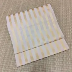 紗博多八寸名古屋帯 夏帯 黄色ストライプ 仕立上り