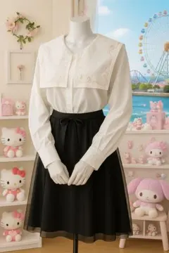 新品／大きいサイズ３Ｌ１５号位までのＬ刺繍セーラーカラー／セーラ襟ブラウス管Z2