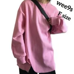 【wee9s】ウィークス　カットソー　ピンク　オーバーサイズ　スウェット　アシメ