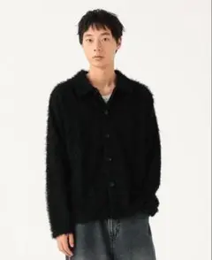 beams リラックスフィットフリンジシャツ　カーディガン　シャギー