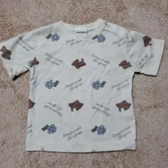 動物と花プリント Tシャツ 80サイズ