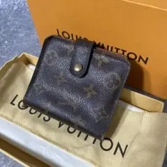良品　ルイヴィトン　コンパクトジップ　モノグラム　二つ折り財布 レザー