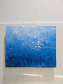 抽象画 キャンバスアート 青 ホワイト インテリア 絵画 サイン入り